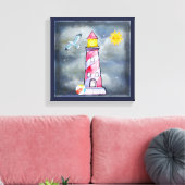Red Lighthouse mit einem Stormy Background Leinwanddruck (Insitu (Wohnzimmer))