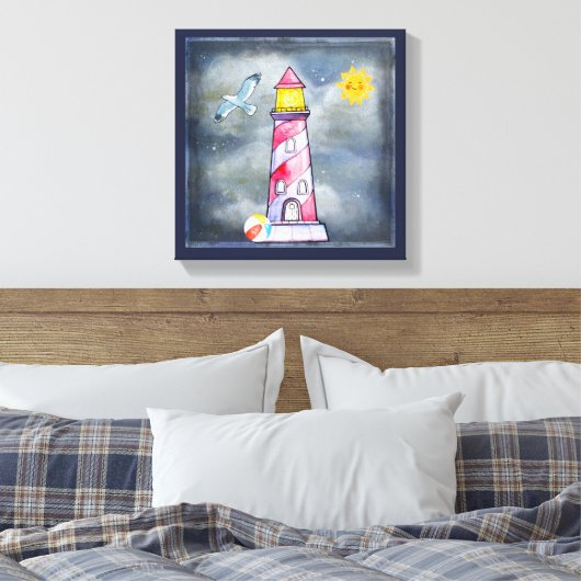 Red Lighthouse mit einem Stormy Background Leinwanddruck (Insitu (Schlafzimmer))