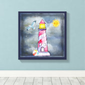 Red Lighthouse mit einem Stormy Background Leinwanddruck (Insitu (Holzboden))