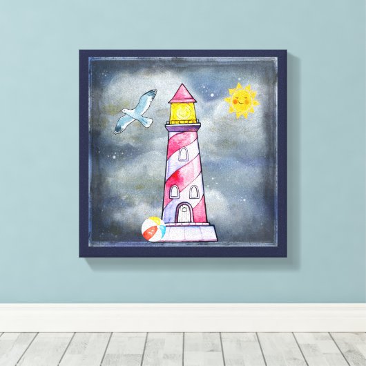 Red Lighthouse mit einem Stormy Background Leinwanddruck (Insitu (Holzboden))