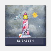 Red Lighthouse mit einem Stormy Background Magnet (Vorne)