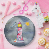 Red Lighthouse mit einem Stormy Background Pappteller (Party)