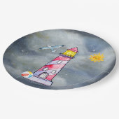 Red Lighthouse mit einem Stormy Background Pappteller (Schrägansicht)