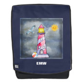 Red Lighthouse mit einem Stormy Background Rucksack (Vorderseite)