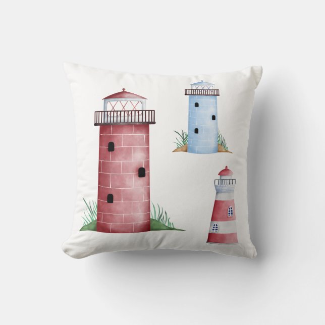 Red Lighthouse Pillow Kissen (Vorderseite)
