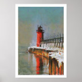 Red Lighthouse Poster Print (Vorne)