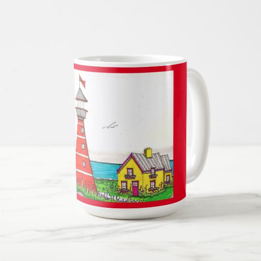 Red Lighthouse Red 15oz Tasse (VorderseiteRechts)