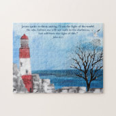 Red Lighthouse Scripting Aquarellfarben Puzzle (Horizontal)