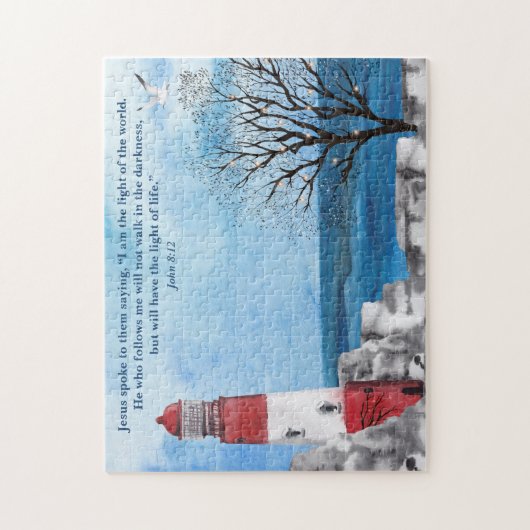 Red Lighthouse Scripting Aquarellfarben Puzzle (Vertikal)