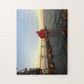 Red Lighthouse Stormy Seas Jigsaw Puzzle (Vertikal)
