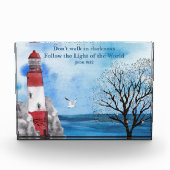 Red Lighthouse Watercolor Scene Poster Fotoblock (Vorderseite)