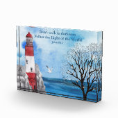 Red Lighthouse Watercolor Scene Poster Fotoblock (Rechts)