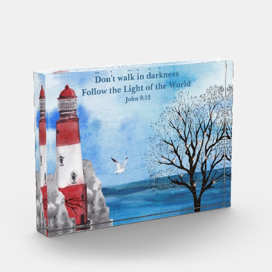 Red Lighthouse Watercolor Scene Poster Fotoblock (Links)