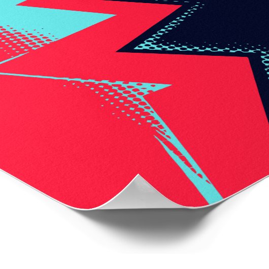 Red lightning Between Light and Dark Blue Areas Poster (Ecke)