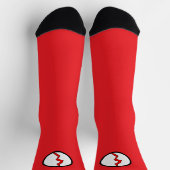 Red Lightning Bolt Superhero Halloween Socken (Oben)