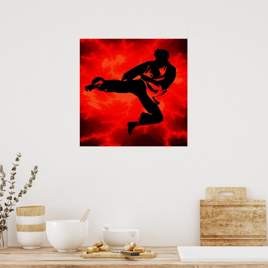 Red Lightning Poster von Martial Arts Man (Küche)