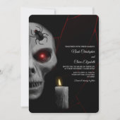 Red Lightning Skull Gothic Candle Halloween Dark Einladung (Vorderseite)