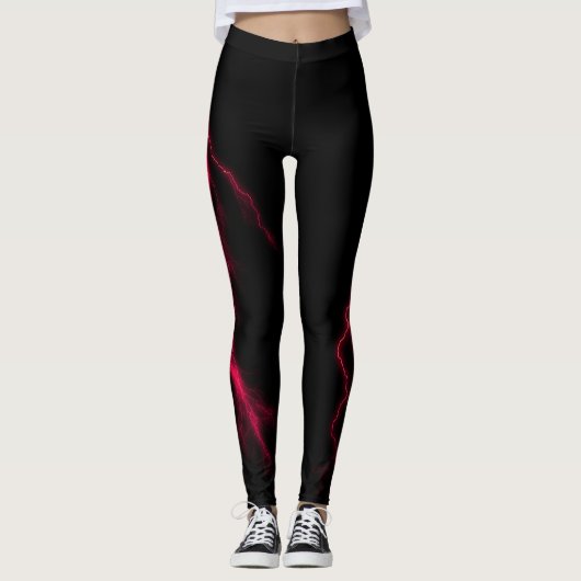 Red Lightning Strikes Spandex Leggings (Vorderseite)