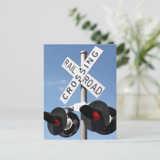 Red Lights - Bahnübergangszeichen Postkarte (Stehend Vorderseite)