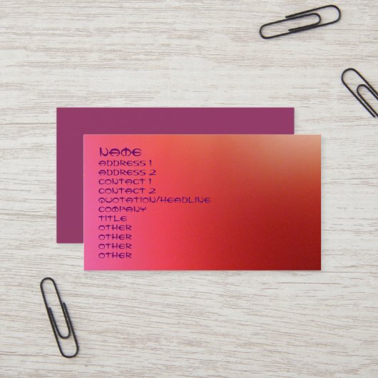 Red Lights Business Card Visitenkarte (Vorderseite/Rückseite Beispiel)