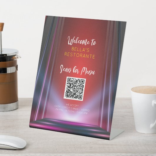 Red Lights Menü Restaurant QR Code Tabelle Sign Sockelschild (In SItu)