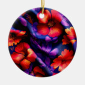 Red Lila Blume Design Keramik Ornament (Vorne)