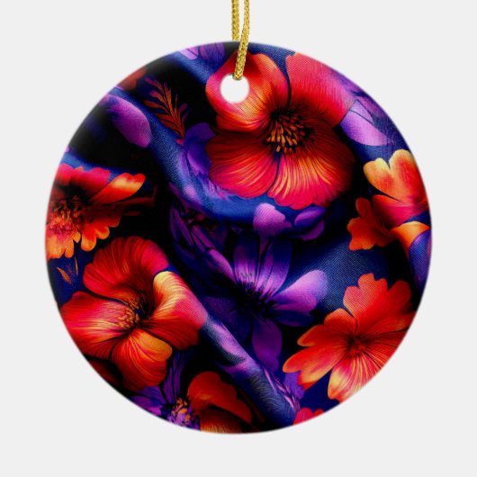 Red Lila Blume Design Keramik Ornament (Vorne)