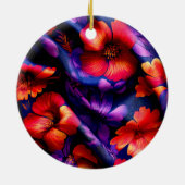 Red Lila Blume Design Keramik Ornament (Hinten)