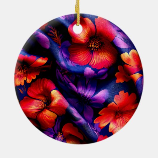 Red Lila Blume Design Keramik Ornament (Hinten)