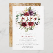 Red Lila Gold Floral 2019 Graduation Party Einladung (Vorne/Hinten)