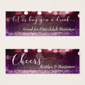 Red Lila Ombre Bokeh Script Mini Drink Ticket (Vorne & Hinten)