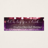 Red Lila Ombre Bokeh Script Mini Drink Ticket (Vorderseite)