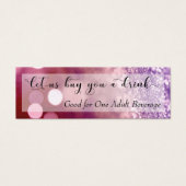 Red Lila Ombre Bokeh Script Mini Drink Ticket (Vorderseite)