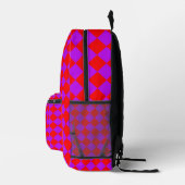 Red Lila Schachbrett Diamond Pattern Bedruckter Rucksack (Rechts)