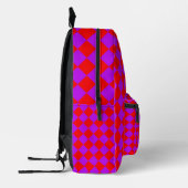 Red Lila Schachbrett Diamond Pattern Bedruckter Rucksack (Links)