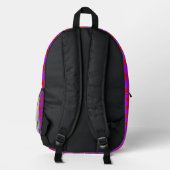 Red Lila Schachbrett Diamond Pattern Bedruckter Rucksack (Rückseite)