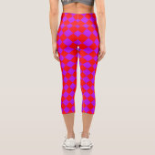 Red Lila Schachbrett Diamond Pattern Capri Leggings (Rückseite)