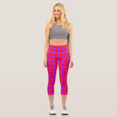 Red Lila Schachbrett Diamond Pattern Capri Leggings (Vorderseite)