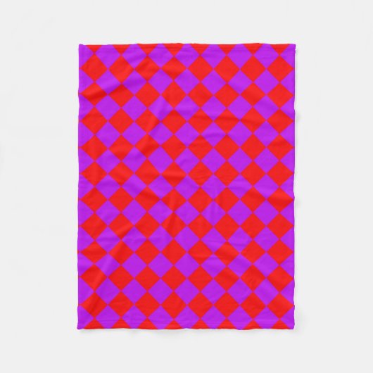 Red Lila Schachbrett Diamond Pattern Fleecedecke (Vorderseite)