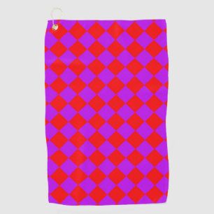 Red Lila Schachbrett Diamond Pattern Golfhandtuch