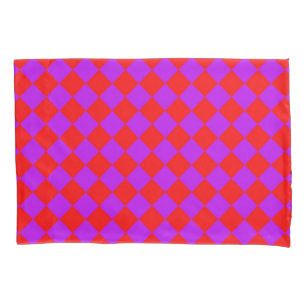 Red Lila Schachbrett Diamond Pattern Kissenbezug