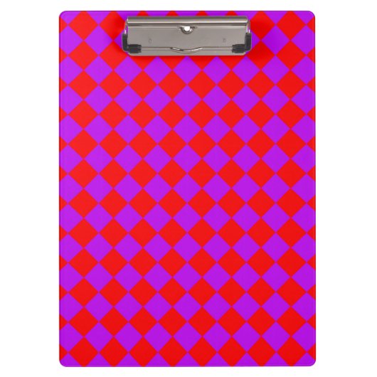 Red Lila Schachbrett Diamond Pattern Klemmbrett (Vorderseite)