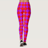 Red Lila Schachbrett Diamond Pattern Leggings (Rückseite)