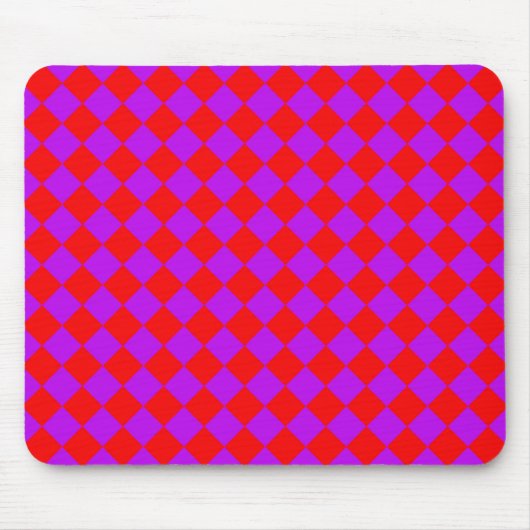 Red Lila Schachbrett Diamond Pattern Mousepad (Vorne)