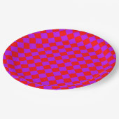 Red Lila Schachbrett Diamond Pattern Pappteller (Schrägansicht)