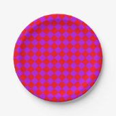 Red Lila Schachbrett Diamond Pattern Pappteller (Vorderseite)
