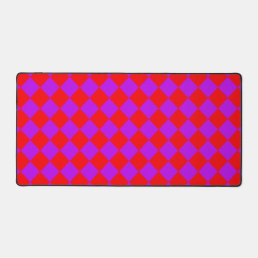 Red Lila Schachbrett Diamond Pattern Schreibtischunterlage (Vorderseite)