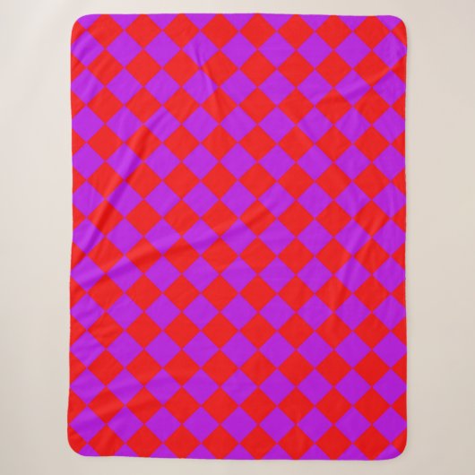 Red Lila Schachbrett Diamond Pattern Sherpadecke (Vorderseite)
