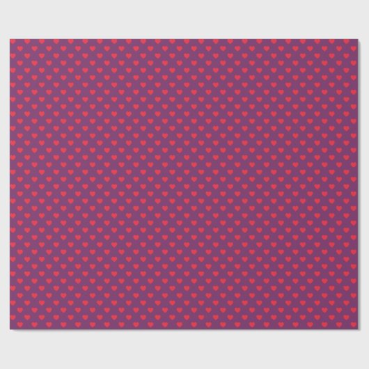 Red Lila Tiny Hearts Gemustertes Wrapping Paper Geschenkpapier (Flach)