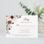 Red Lila White Green Fllower Red Back UAWG RSVP Karte (Stehend Vorderseite)